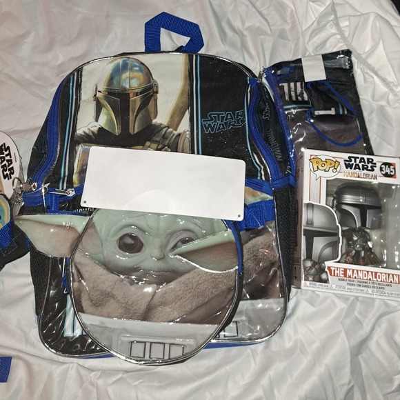 SALE!!! Star Wars Mandalorian Baby Yoda 5 Piece Backpack-Lunch PLUS FUNKO POP - Picture 4 of 6